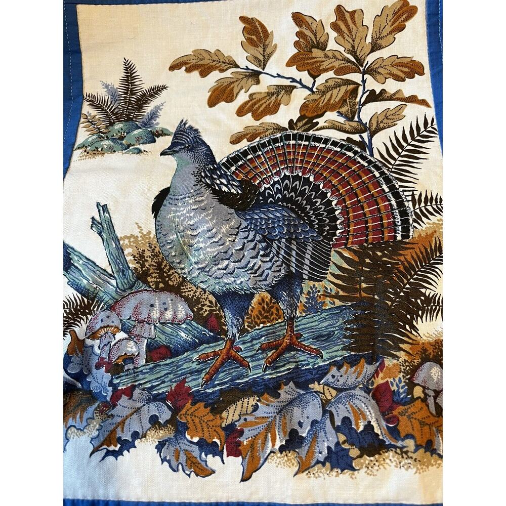 Vintage Pheasant Birds Mushrooms Pillow Covers Throw Accent Fall 15 x 15 - Picture 3 of 5